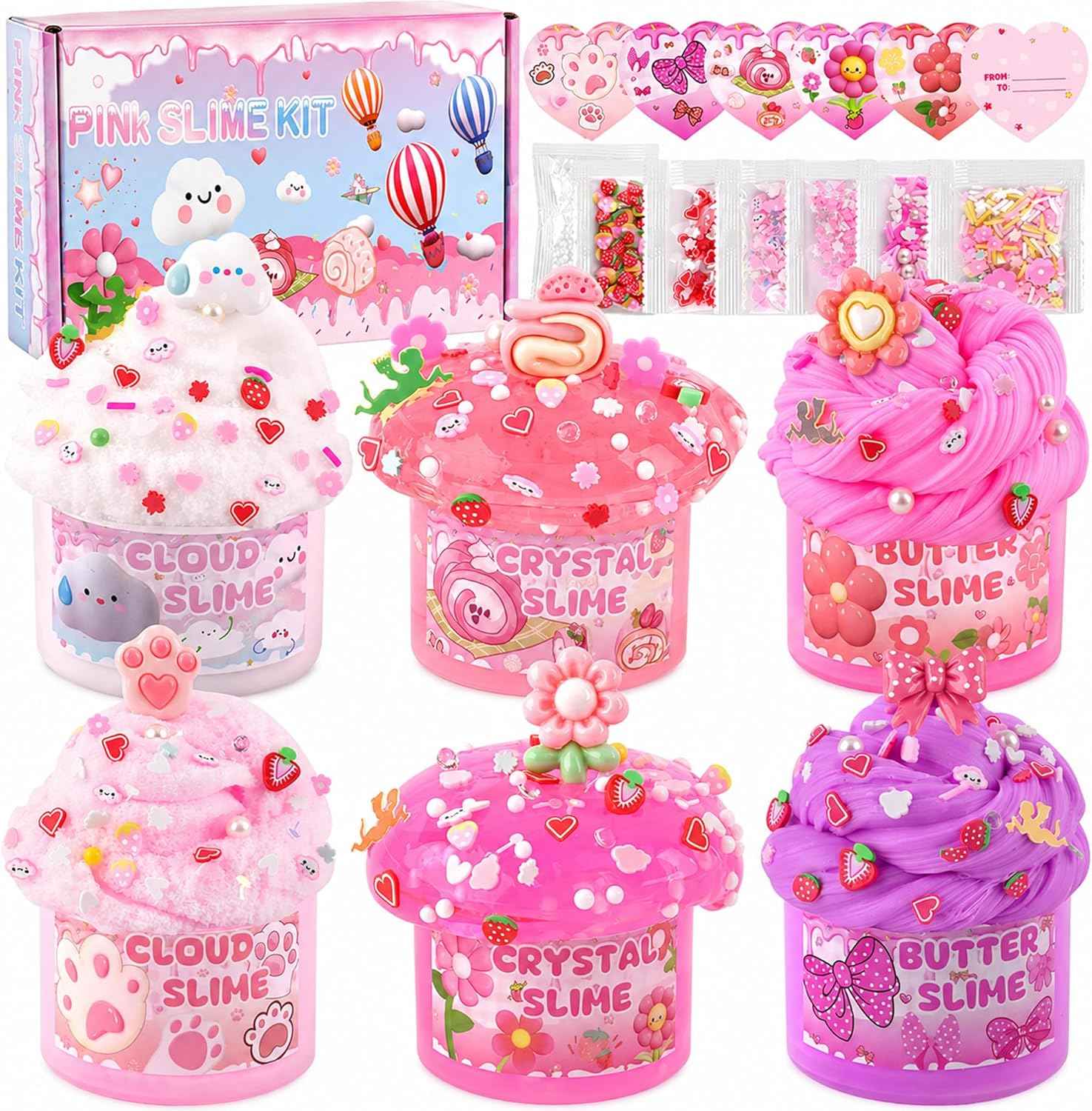 Cloud Slime kit for Girls Ages 8-12, Toys for Girls and Boys, for Kids Slime Set Party kit Goodie Bag Stuffers, 4 5 6 7 8 9 10 Year Old Girl Birthday Gift Cute Stuff