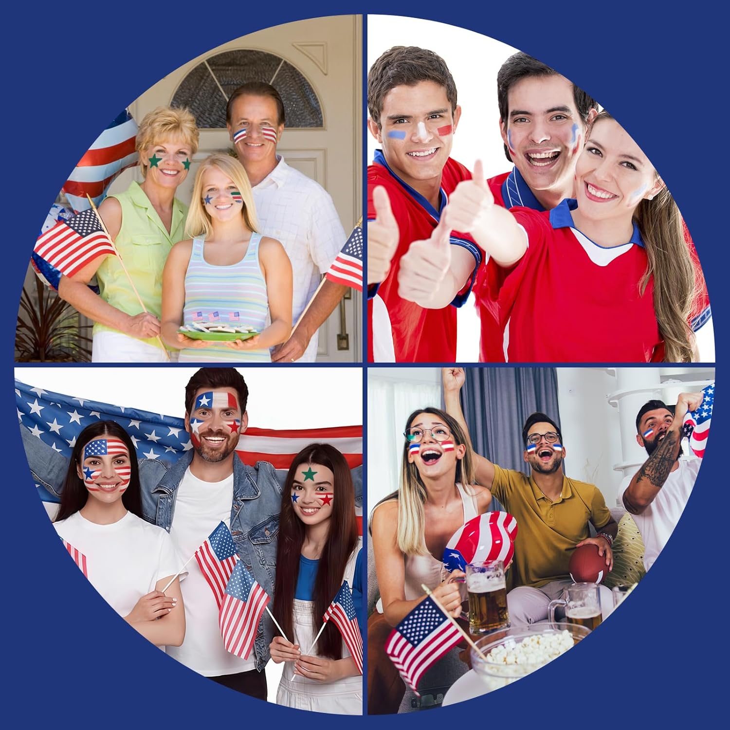 Green Blue White Red Face Painting Kit, 3PCS Patriotic America Mexico Flag 3 Colors Painting with 4PCS Brushes, Soccer Flag Eye Face Body Paint for Sports National Events Soccer Game Makeup Supplies