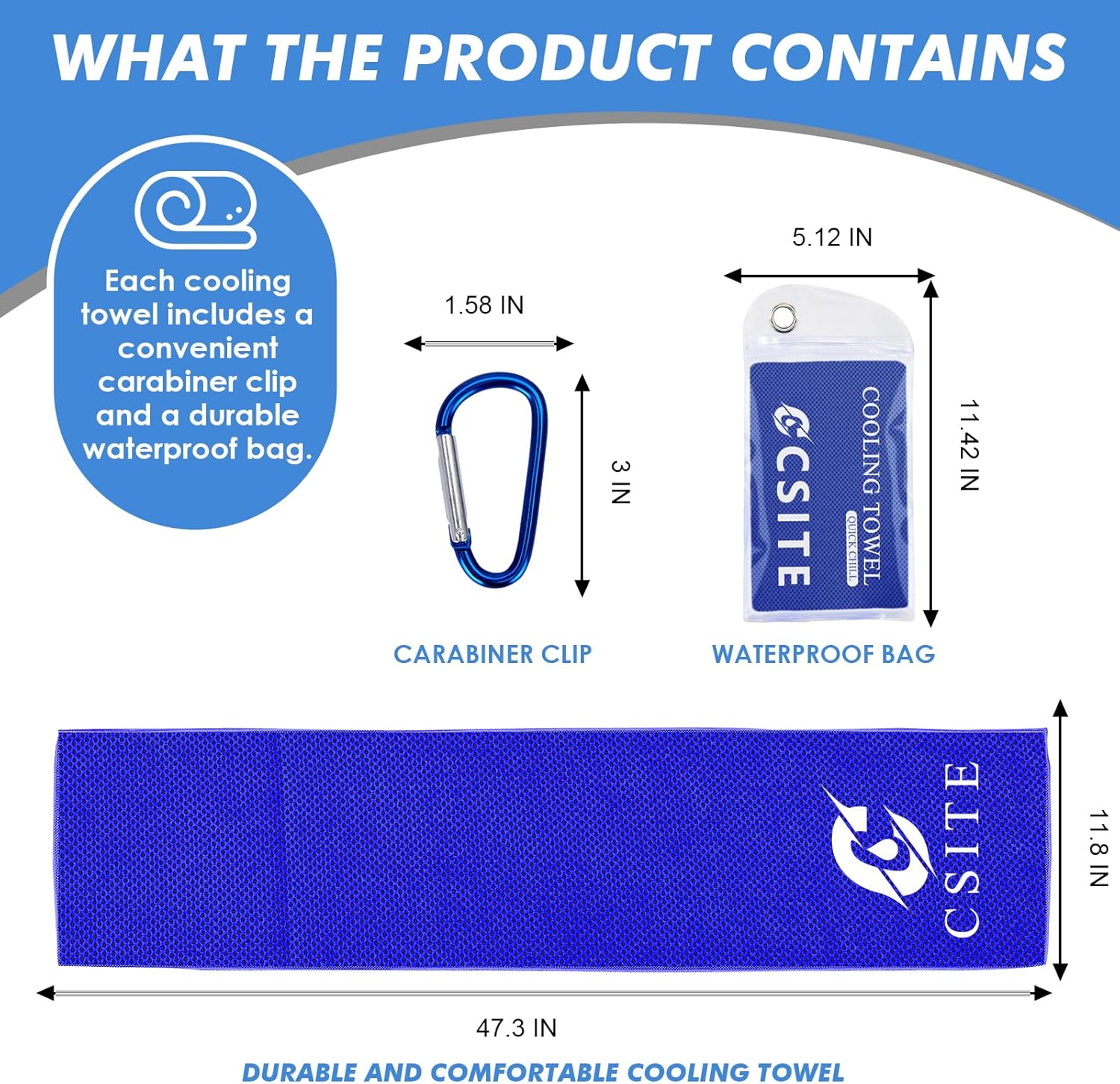 Cooling Towels (47"x12") for Neck and Face, Ice Towel for Hot Weather, Soft Breathable Chilly Gym Towels, Microfiber Towel for Work Out, Yoga, Running, Camping & More Activities