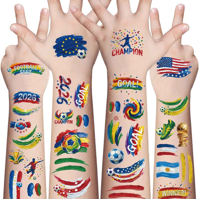 45 Pcs Soccer Tattoos - World Cup Temporary Tattoos for Kids，Adult，Teens，Soccer Party Favors Sports Themed Supplies Fake Tattoo Stickers，World Cup 2026 Merchandise，Kids Goodie Bag Stuffers