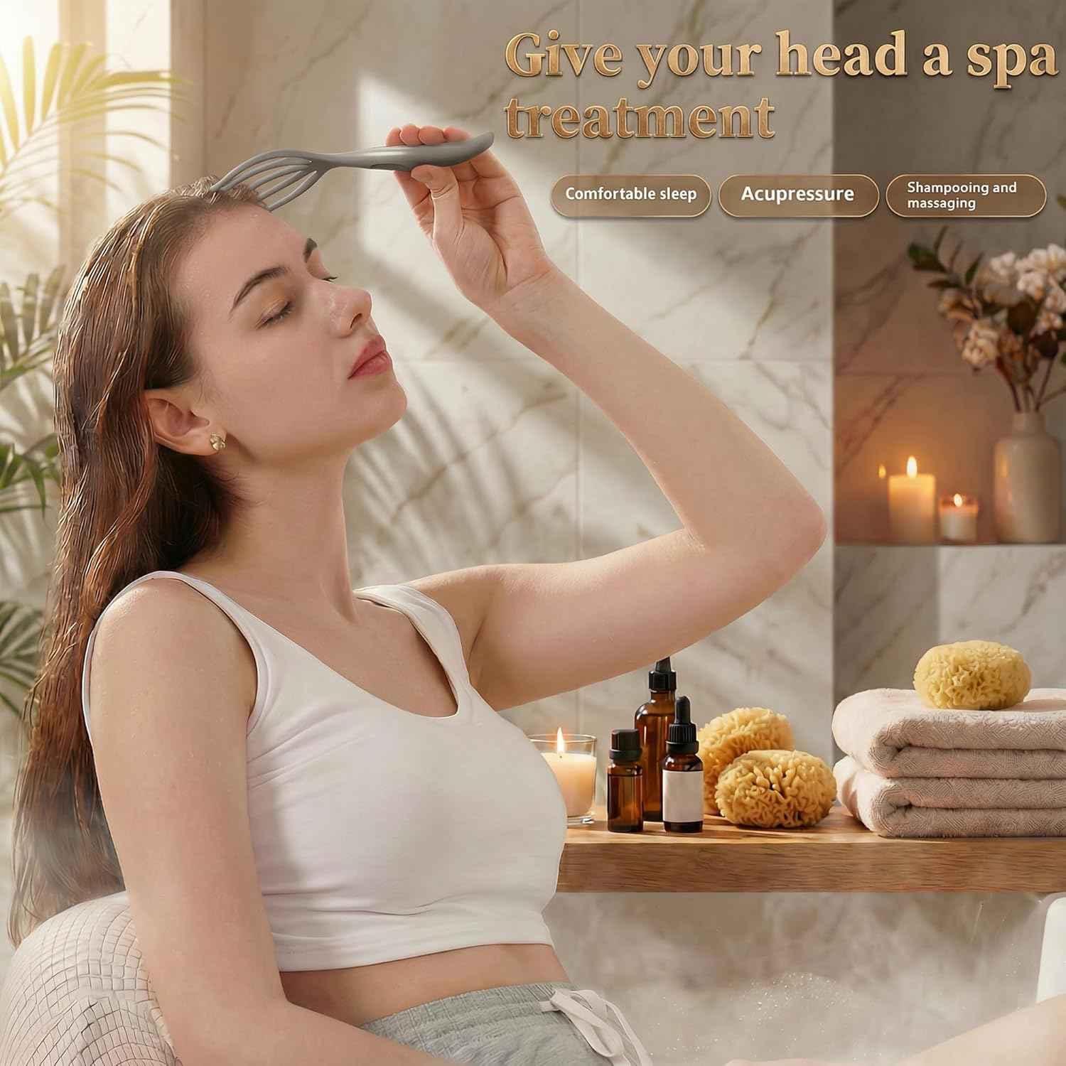 Scalp Massager & Gua Sha Tool Set - Manual Head Massager, Massage Comb for Relaxation & Stress Relief