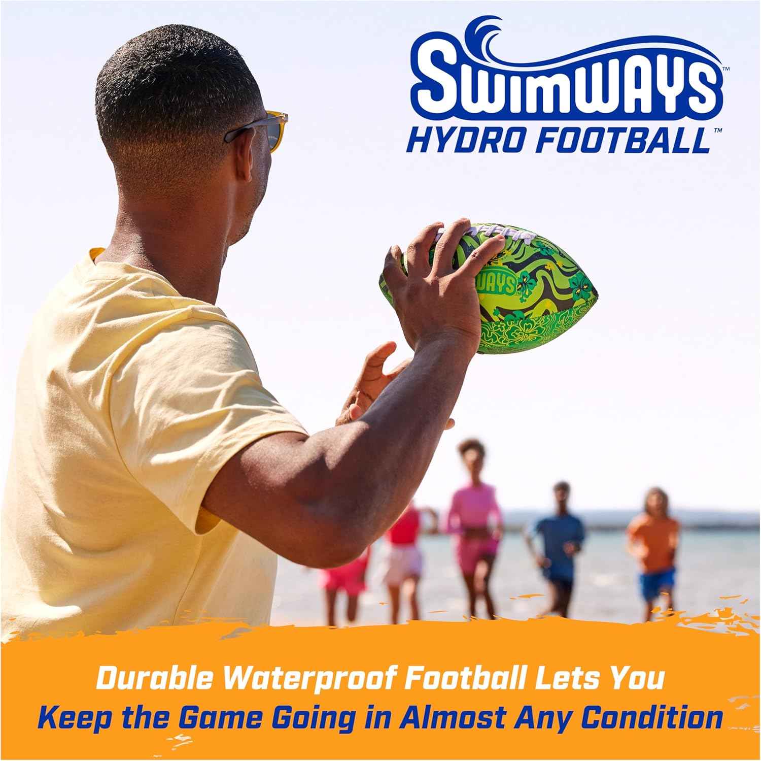 Swimways Hydro Waterproof Football, Outdoor Games for Adults and Kids, Swimming Pool Accessories and Pool Party Games,9.25 Inches