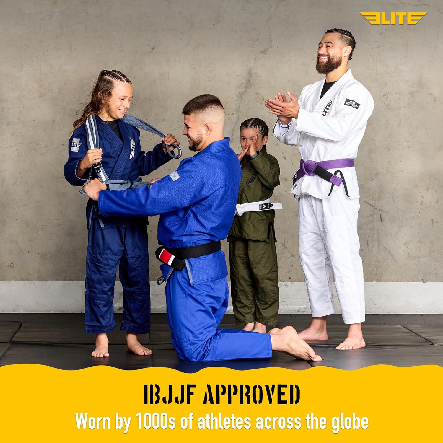 Elite Sports IBJJF Ultra Light BJJ Brazilian Jiu Jitsu Gi for Kids with Preshrunk Fabric and Free Belt