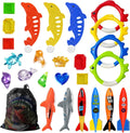 Jasonwell Pool Diving Toys Games - Swimming Pool Toys with Dive Sticks and Rings Underwater Treasures Torpedo Bandits Fish Toy etc Fun Water Swim Toy for Boys Girls Adults Kids Teens