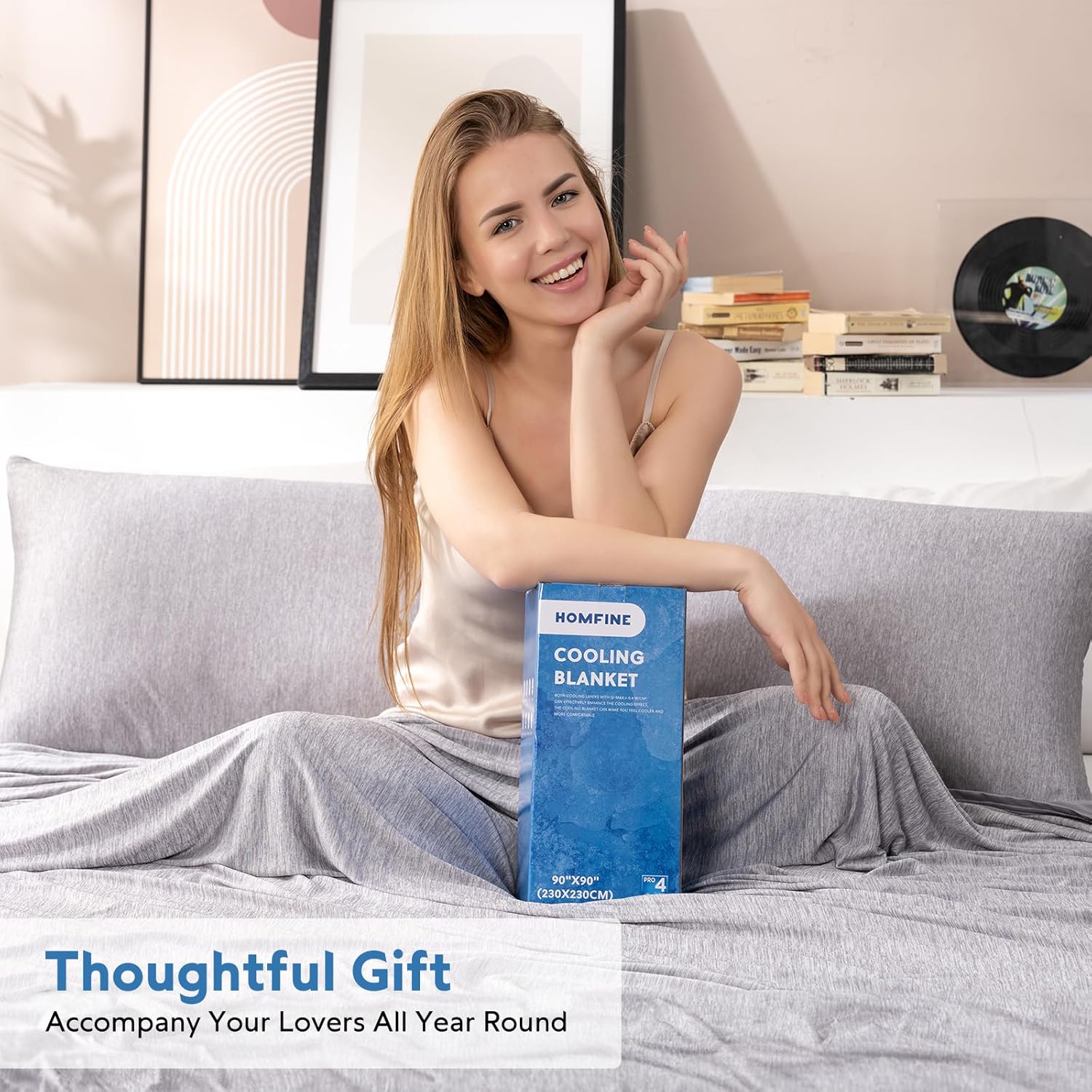 HOMFINE Cooling Blanket for Hot Sleepers - Summer Blanket Thin Lightweight Breathable Soft Double Side Enhanced Cooling for Bed Couch Sofa, Keep Cool for Night Sweats