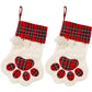 Christmas Pet Stockings – Cat Dog Paw Plaid Fireplace Hanging Decor