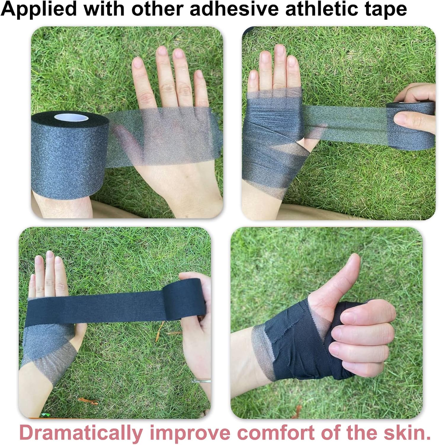 Pre Wrap Tape Athletic,3 Rolls X 22 Yards Beige Prewrap Headbands for Hair,Foam Underwrap Sports Wrap