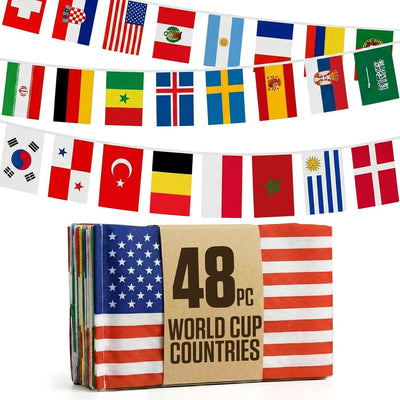 2026 World Cup Flag Bunting String, Double-Sided Polyester Rope 15m - Soccer tournament Bunting Banner for Party Decorations for Tournaments, Garden Streets & Pub Bar