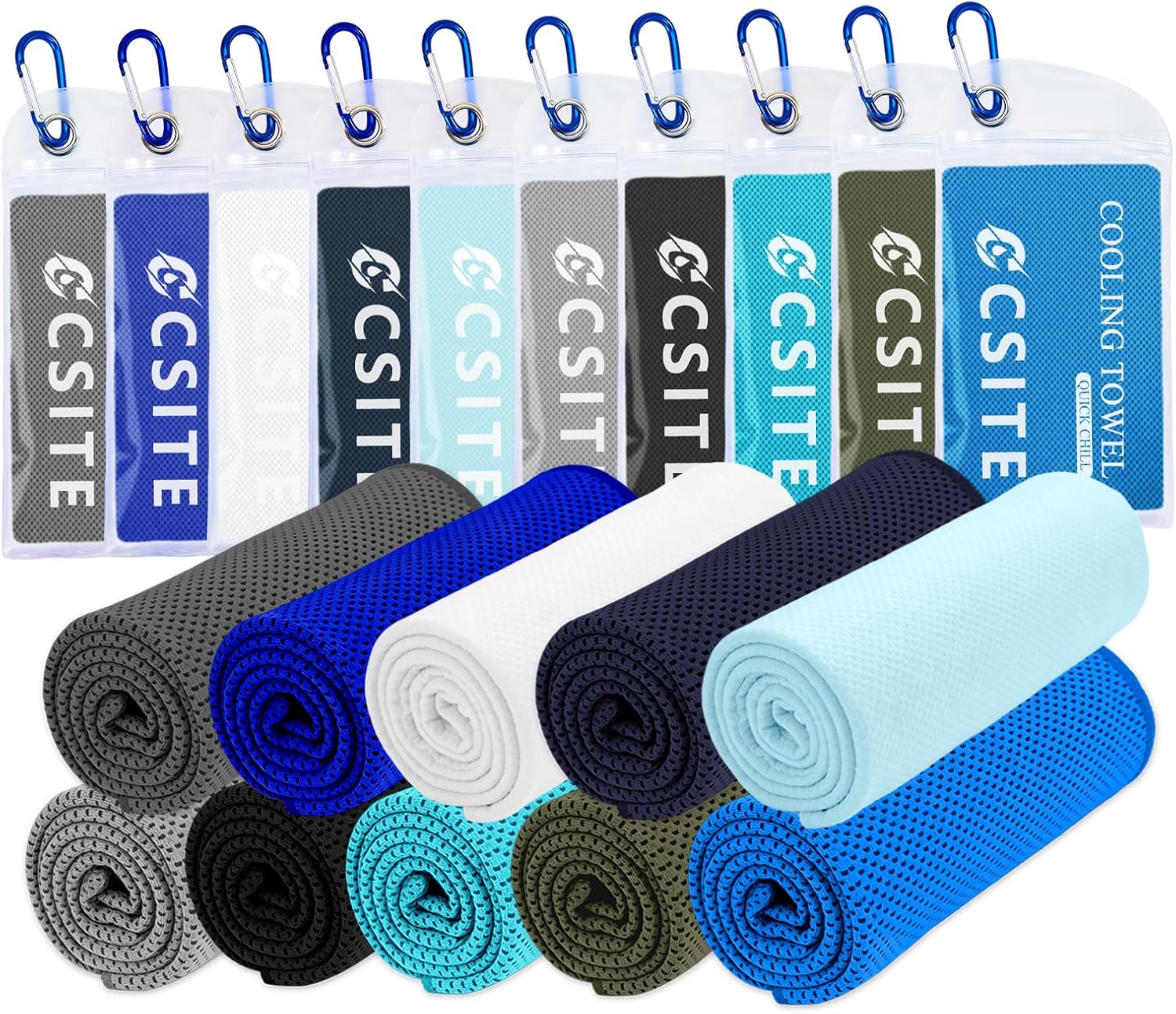 Cooling Towels (47"x12") for Neck and Face, Ice Towel for Hot Weather, Soft Breathable Chilly Gym Towels, Microfiber Towel for Work Out, Yoga, Running, Camping & More Activities