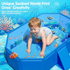 2026 Toddler Bath Tub for Shower, Portable Bathtub for Kids, Toddler,Thickened Toddler Bathtub Foldable – Portable, Travel & Shower Ready, Easy to Clean,Ocean Theme, 12M-5Y