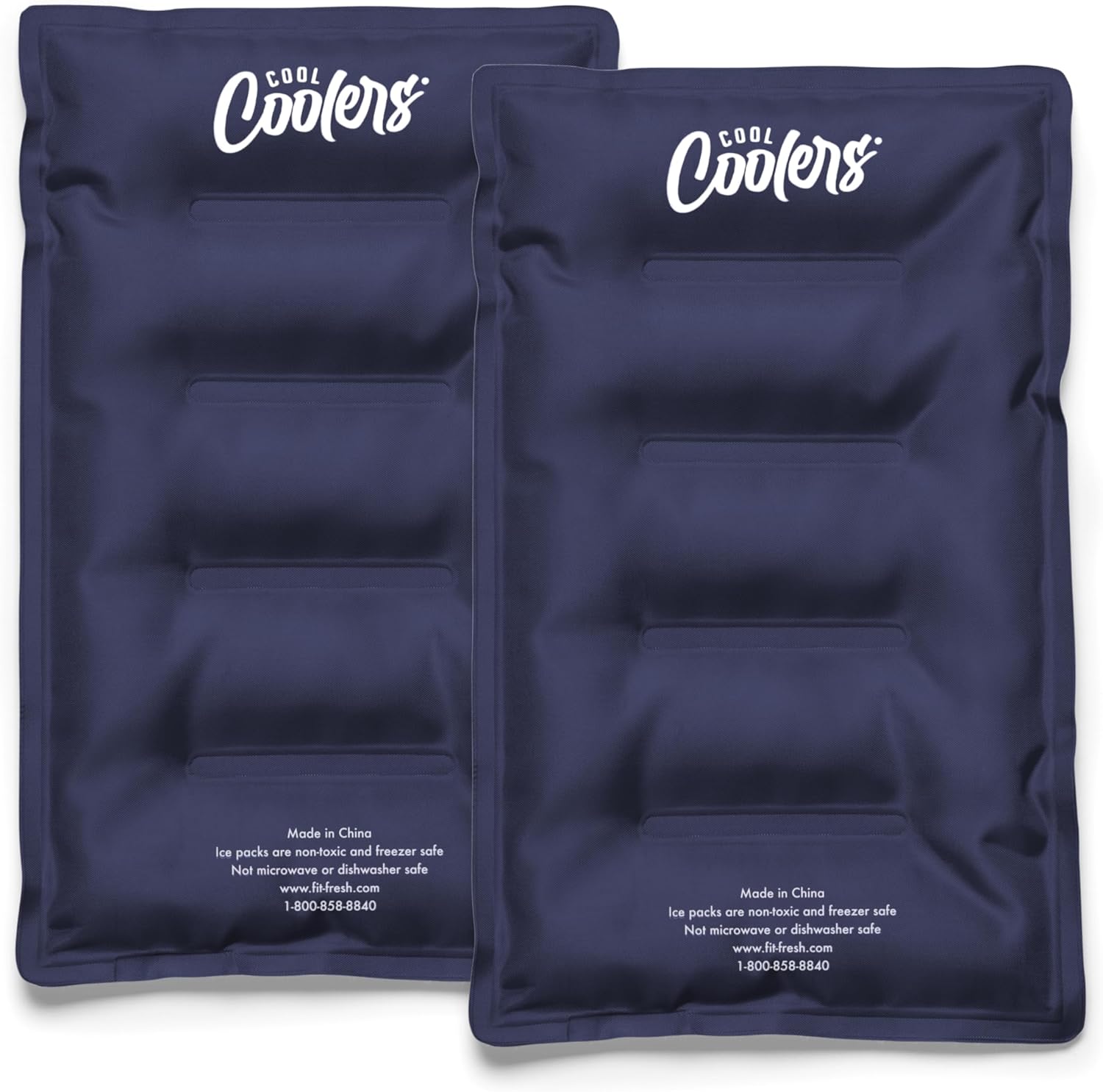 Cool Coolers by Fit & Fresh 2 Pack XL Soft Ice Packs for Cooler, Flexible Stretch Nylon, Lunch Box Ice Packs, Large Reusable Freezer Packs