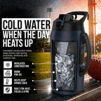 Insulated Water Bottle with Handle & Fence Hook, Half Gallon Sports Water Jug, Leak-Resistant & BPA-Free for Baseball, Football & Gym