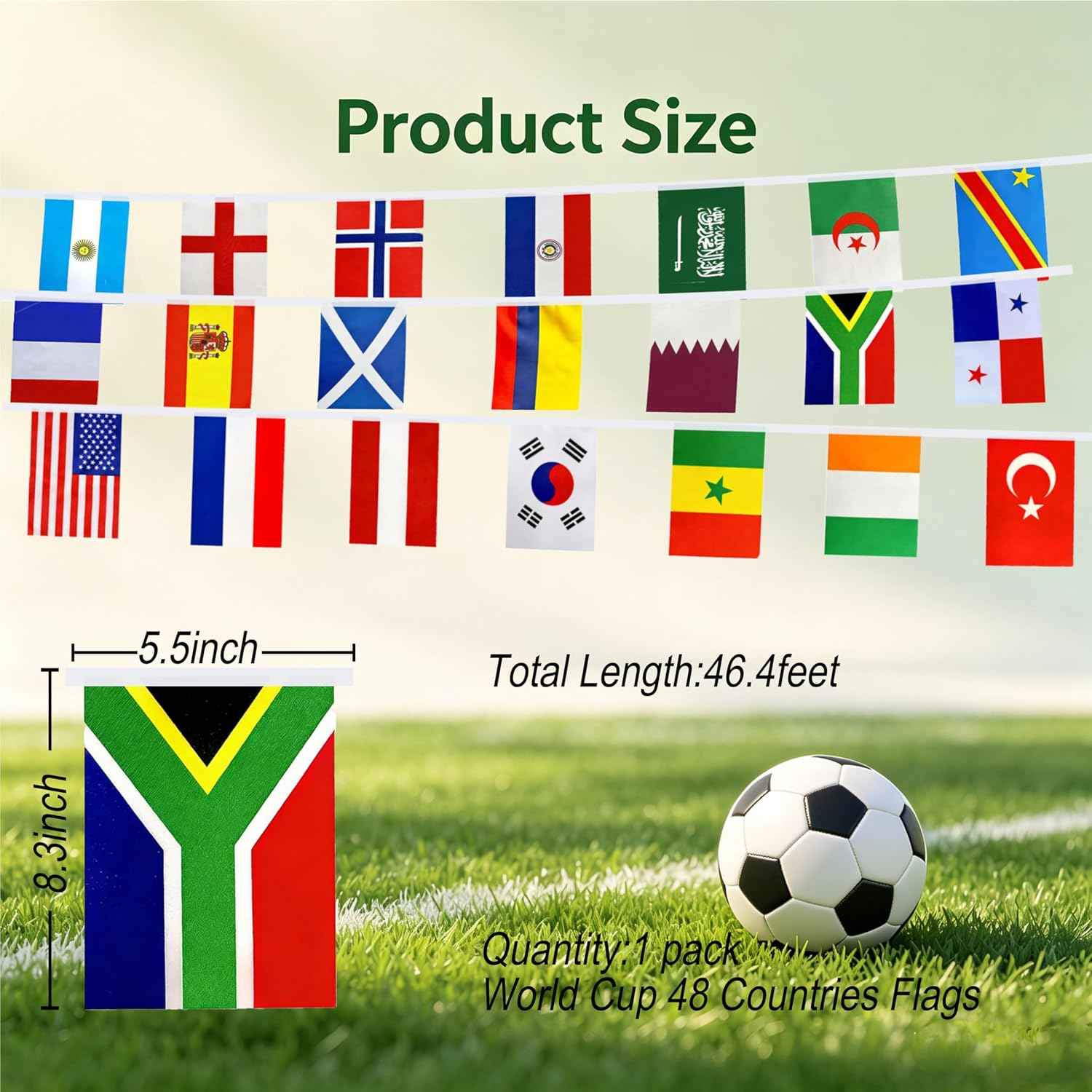 2026 World Cup Team Flags Banner String 48 Countries Flags Banner Set for World Cup Soccer Party Sports View Bar Club Garden Decorations,5.5 x 8.2Inch