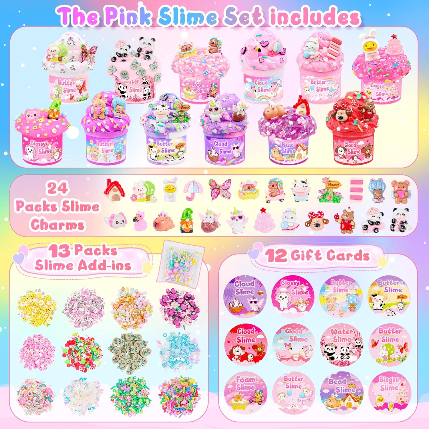 Cloud Slime kit for Girls Ages 8-12, Toys for Girls and Boys, for Kids Slime Set Party kit Goodie Bag Stuffers, 4 5 6 7 8 9 10 Year Old Girl Birthday Gift Cute Stuff
