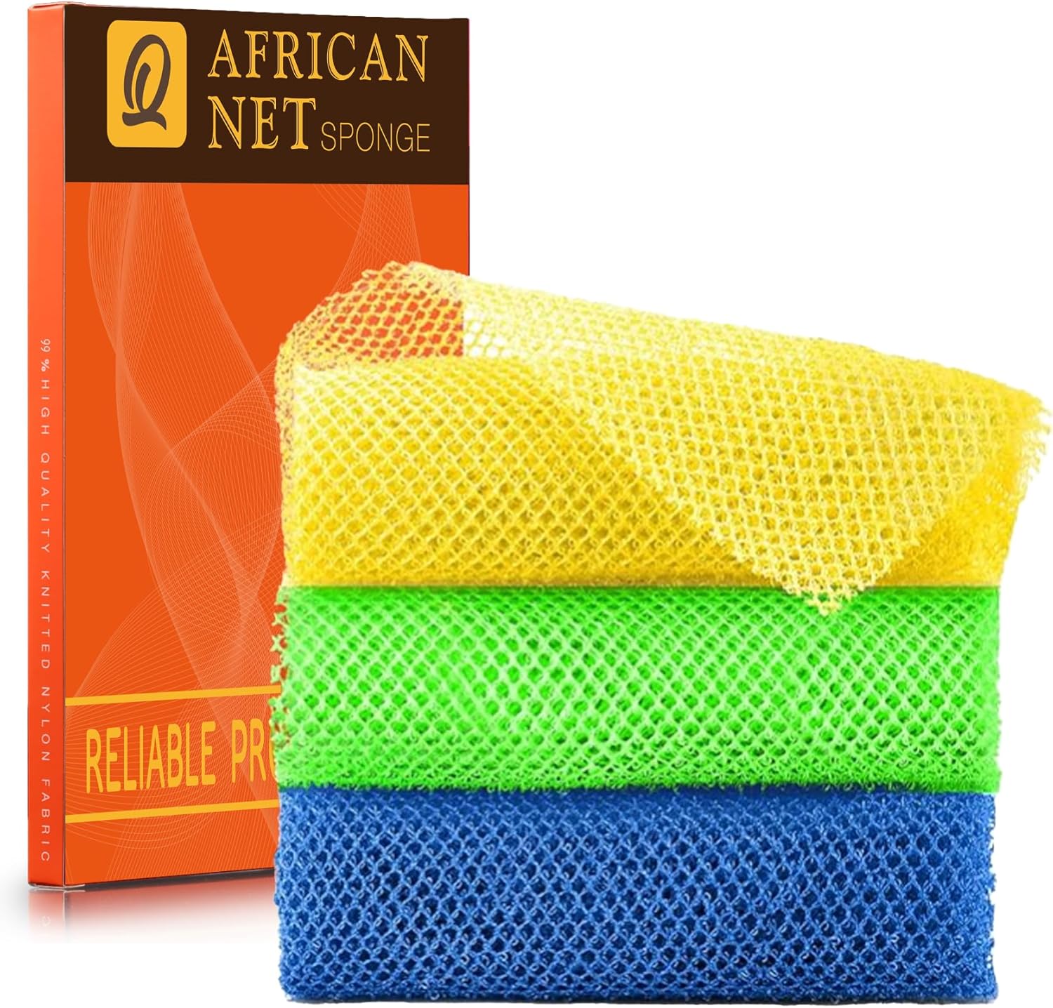 African Bath Sponge African Net Long Net Bath Sponge Exfoliating Shower Body Scrubber Back Scrubber Skin Smoother,Great for Daily Use