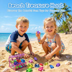 VGOFUN Diving Gems Pool Toys,10 Pcs Colorful Diamond with Treasure Chest Pirate Box Kids Swim Toys Acrylic Underwater Gemstone for Boys Girls Bath Toys Swimming Training Gift Water Pool Games