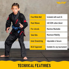 Elite Sports IBJJF Ultra Light BJJ Brazilian Jiu Jitsu Gi for Kids with Preshrunk Fabric and Free Belt