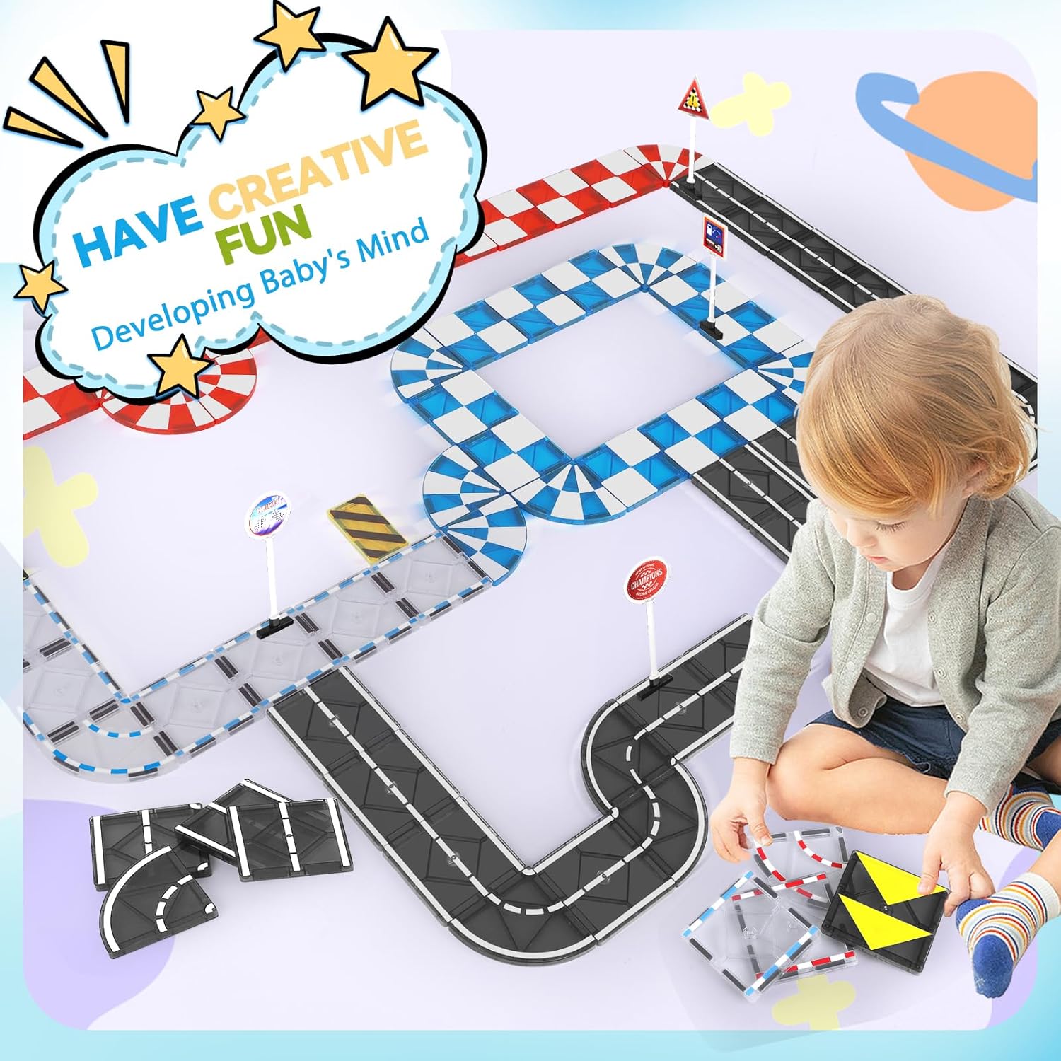 Magnetic Tiles Building Blocks for 3 4 5 6 7 8+ Years Old Boys Girls Colorful Magnet Stacking Toys Birthday Gift for Toddlers STEM Preschool Educational Construction Tiles Set