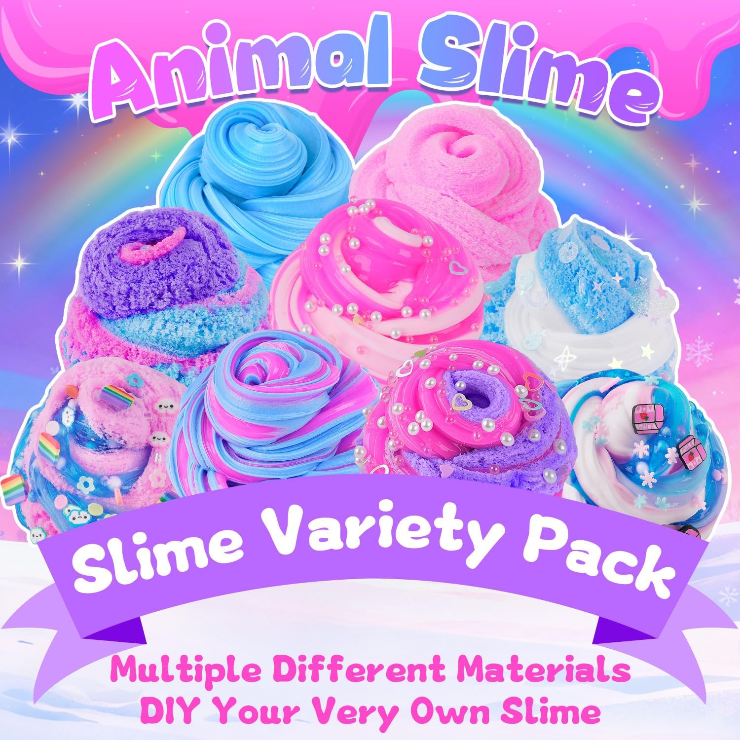 Cloud Slime kit for Girls Ages 8-12, Toys for Girls and Boys, for Kids Slime Set Party kit Goodie Bag Stuffers, 4 5 6 7 8 9 10 Year Old Girl Birthday Gift Cute Stuff