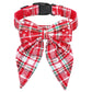 Christmas Dog Collar with Bow Tie – Plaid Adjustable Collar for Pets