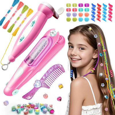 DIY Hair Salon Toys for Girls, Hair Gem Stamper Kit And Hair Rope Braider, Bling Hair Jewels Styling Tool with Glitter Diamonds Comb Beads Accessories Christmas Birthday Gifts for Girl 3 4 5 6 7 8-12