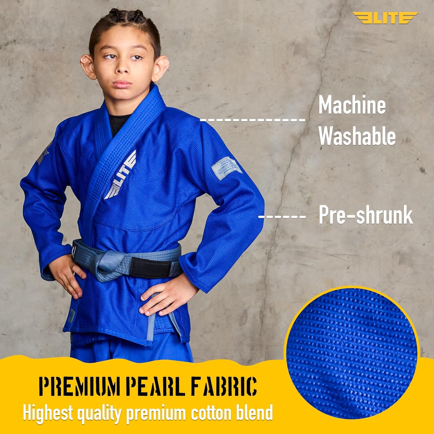Elite Sports IBJJF Ultra Light BJJ Brazilian Jiu Jitsu Gi for Kids with Preshrunk Fabric and Free Belt