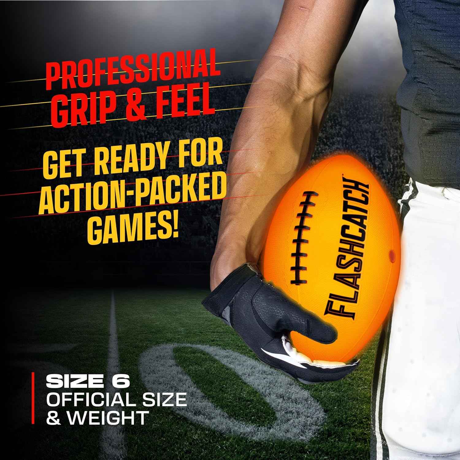 Light Up Football - Glow in the Dark Ball - NO 6 - Boys Gifts - Outdoor Sports, Birthday Gifts for Boys 8-15+ Year Old - Kids Teenage Youth Gift Ideas - Boy Toys Stuff Ages 8 9 10 11 12 13 14 15