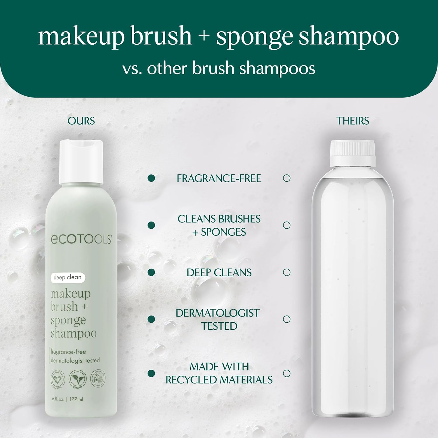 EcoTools Makeup Brush Cleansing Pad + Deep Clean Shampoo Bundle, Brush Cleaner Mat & Cleanser for Deep Cleaning Tools, Clean Formula, Cruelty-Free, & Vegan, 2 Piece Set