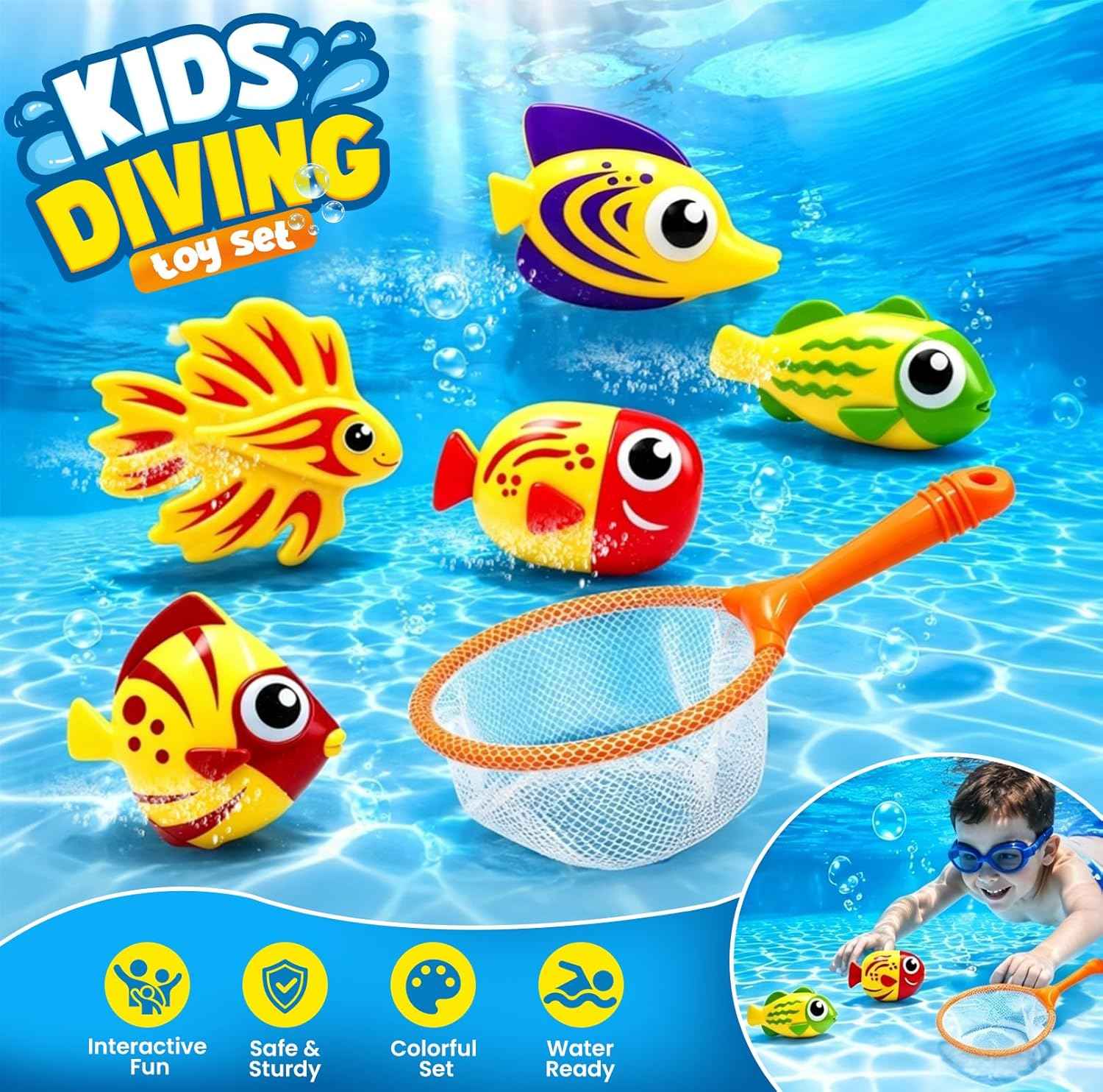 Diving Pool Toys, Bath Toys Set for Kids Shower Ages 3-12, Beach Essentials Water Toy Pool Games Summer Swim Water Dive Sinking Mermaid Toys