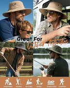 Sun Hats for Men Fishing Hat UPF Protection Wide Brim Bucket Hat | Breathable, Quick-Dry, Water Rapellent, Soft Sweatband, Foldable, Outdoor, Hiking, Beach, Safari, Travel, Summer Hats