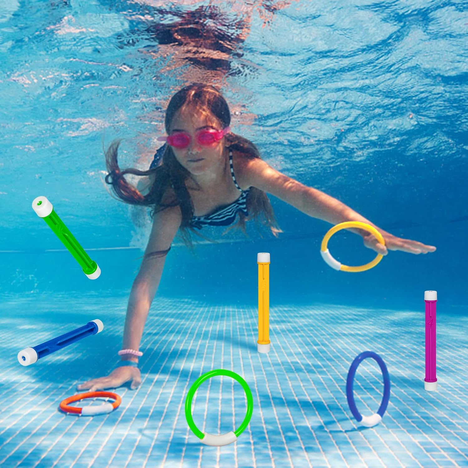 Korlon Tec Underwater Pool Toys for Kids Ages 4-8 8-12, Summer Training Swim Pool Diving Toys Set for Fun Water Games