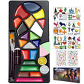 Face Painting Kit for Kids & Adults, 20 Colors Water Activated Face Paint Set with Stencils, Gems & Brushes, Washable Face Paint for Soccer Fans, Game Day, Team Spirit & Fan Celebrations