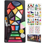 Face Painting Kit for Kids & Adults, 20 Colors Water Activated Face Paint Set with Stencils, Gems & Brushes, Washable Face Paint for Soccer Fans, Game Day, Team Spirit & Fan Celebrations