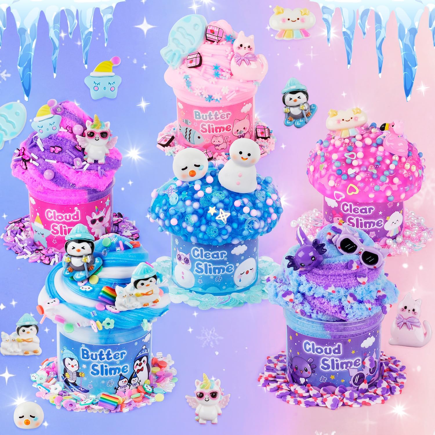 Cloud Slime kit for Girls Ages 8-12, Toys for Girls and Boys, for Kids Slime Set Party kit Goodie Bag Stuffers, 4 5 6 7 8 9 10 Year Old Girl Birthday Gift Cute Stuff