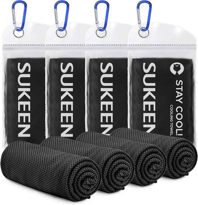 Sukeen Cooling Towels for Neck and Face, 4 Pack Cooling Towels for hot Weather (40"x12"), Cooling Rags for Yoga, Sport, Running, Workout,Gym, Camping, Fitness, Workout & More