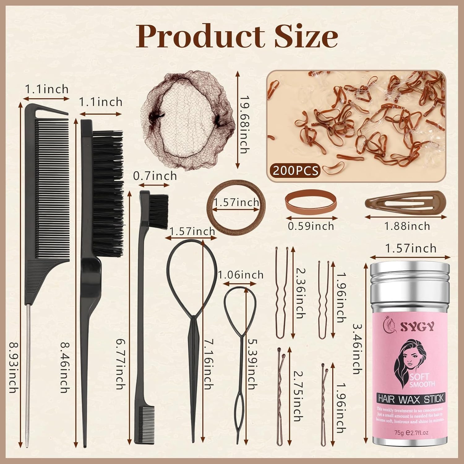 386Pcs Ballet Hair Styling Kit-Hair Wax Stick, 200 Elastic Ties, 50 Bobby Pins, 50 U-Pins, 10 Invisible Hair Bun Nets, 3 Combs&Brushes, 2 Loop Tools, Professional Dance Performance Kit w/Storage Box