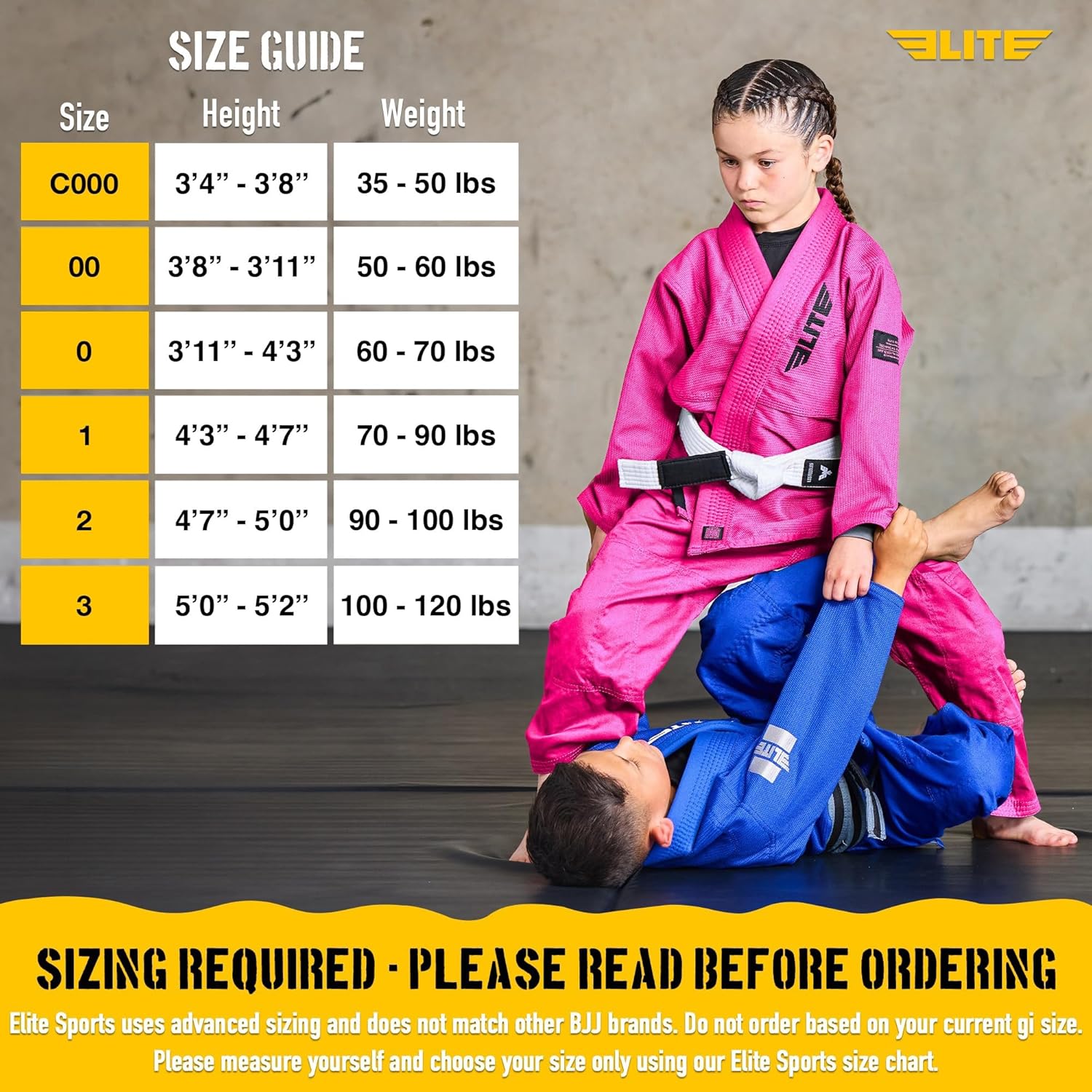 Elite Sports IBJJF Ultra Light BJJ Brazilian Jiu Jitsu Gi for Kids with Preshrunk Fabric and Free Belt