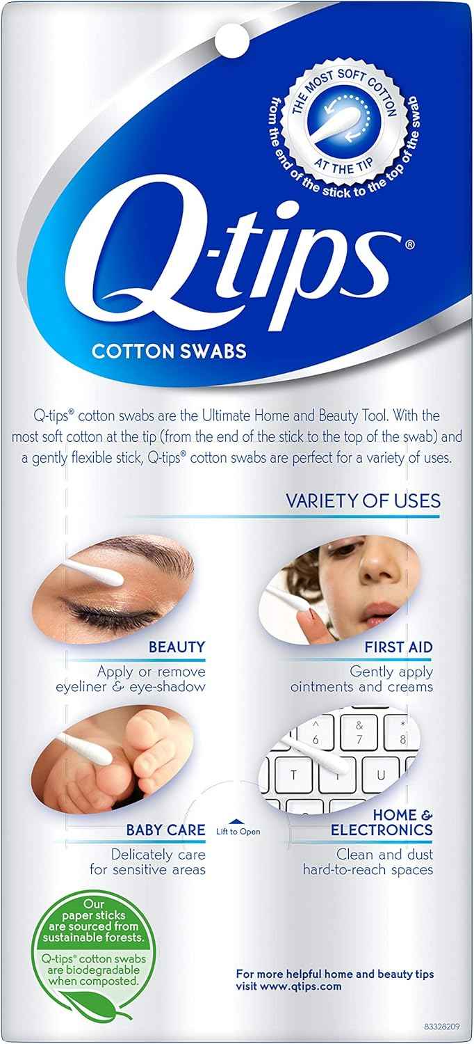 Q-tips Cotton Swabs For Hygiene and Beauty Care Original Cotton Swab Made With 100% Cotton 625 Count