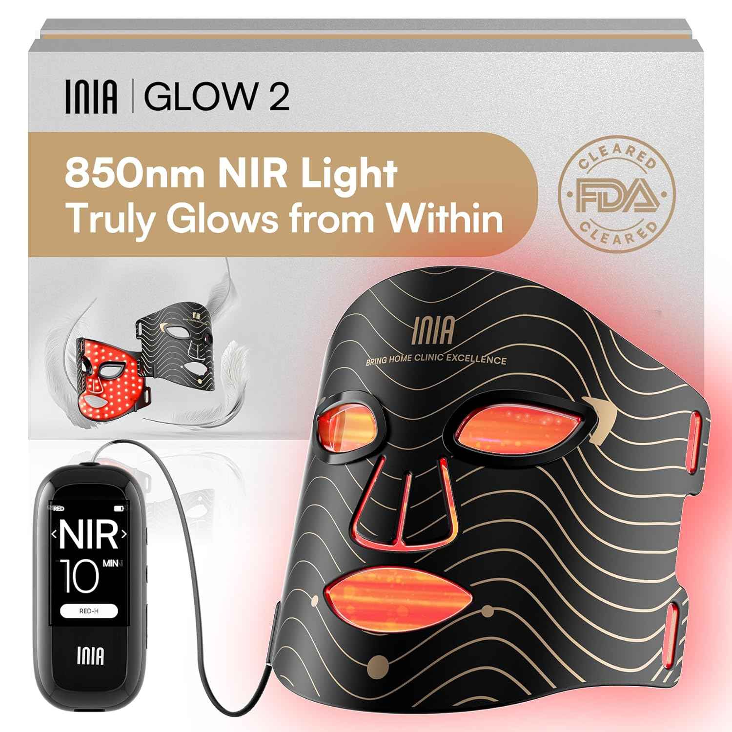 Red Light Therapy Mask for Face – 4 Light Modes with 850nm NIR, Red & Blue LED Light Therapy, 2600mAh Rechargeable LED Face Mask for Radiant Glow at Home