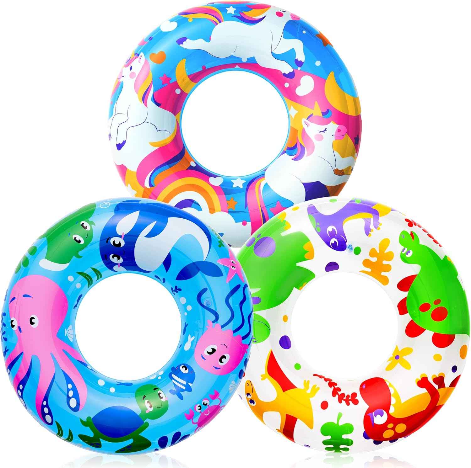 JOYIN 3 Pack Pool Floats, Pool Tube for Kids Swim Rings Inflatable Tubes, Floatie Ring Water Toys for Swimming, Summer Beach Party