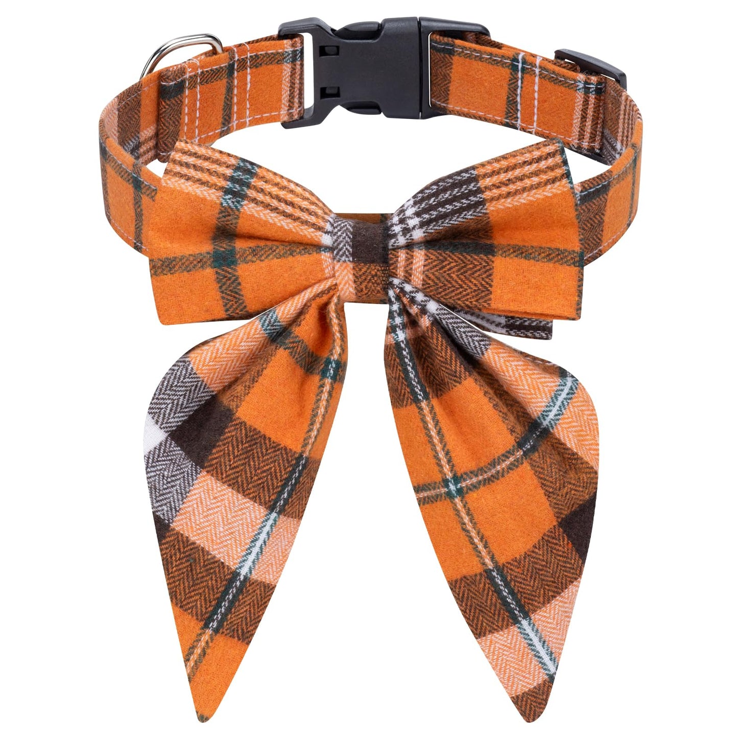 Christmas Dog Collar with Bow Tie – Plaid Adjustable Collar for Pets