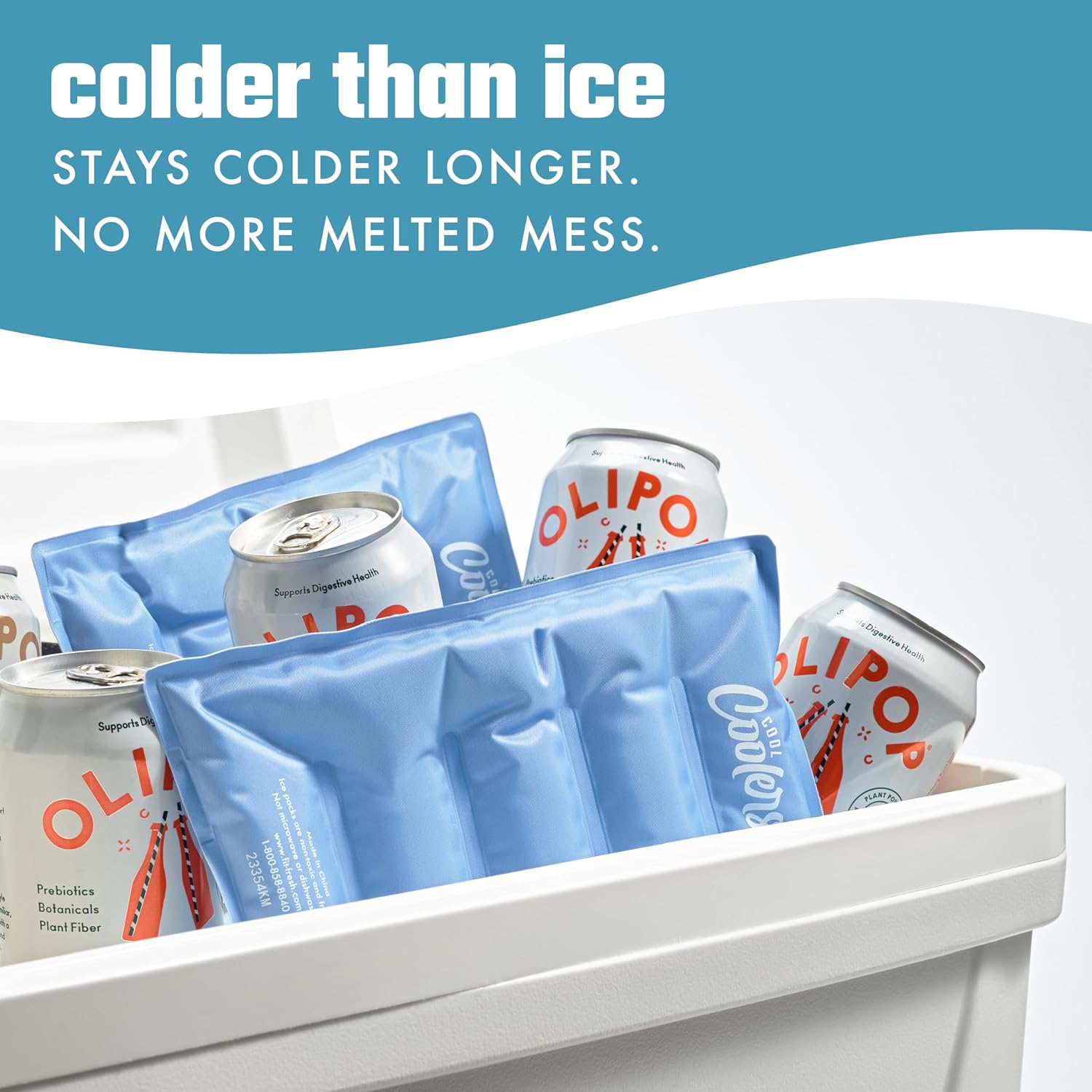 Cool Coolers by Fit & Fresh 2 Pack XL Soft Ice Packs for Cooler, Flexible Stretch Nylon, Lunch Box Ice Packs, Large Reusable Freezer Packs