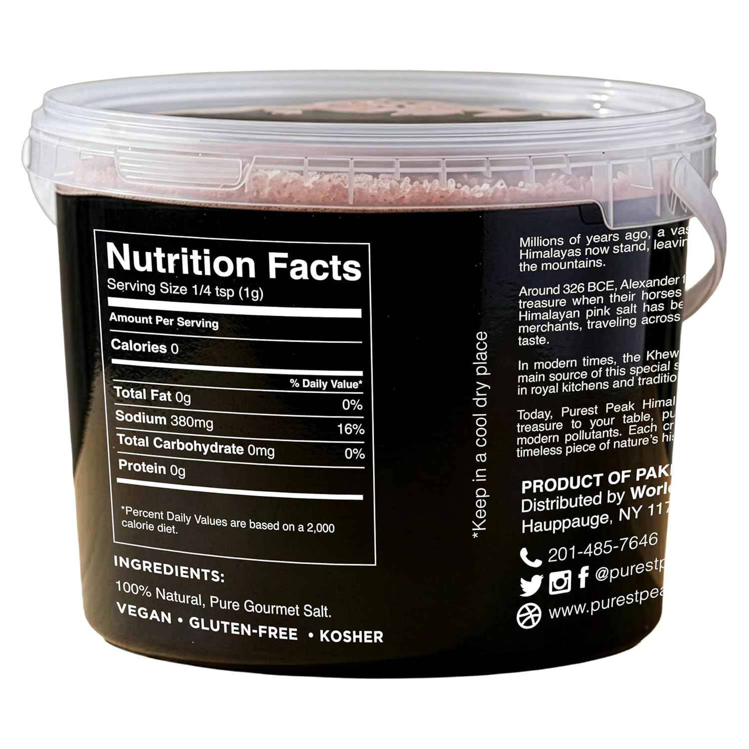 Purest Peak Fine Grain Himalayan Pink Salt, 10 LBS Bucket – Pure Gourmet Food Grade Chef Salt, Fine Grain Sea Salt, Natural Rock Salt, Kosher, Vegan, and Gluten Free