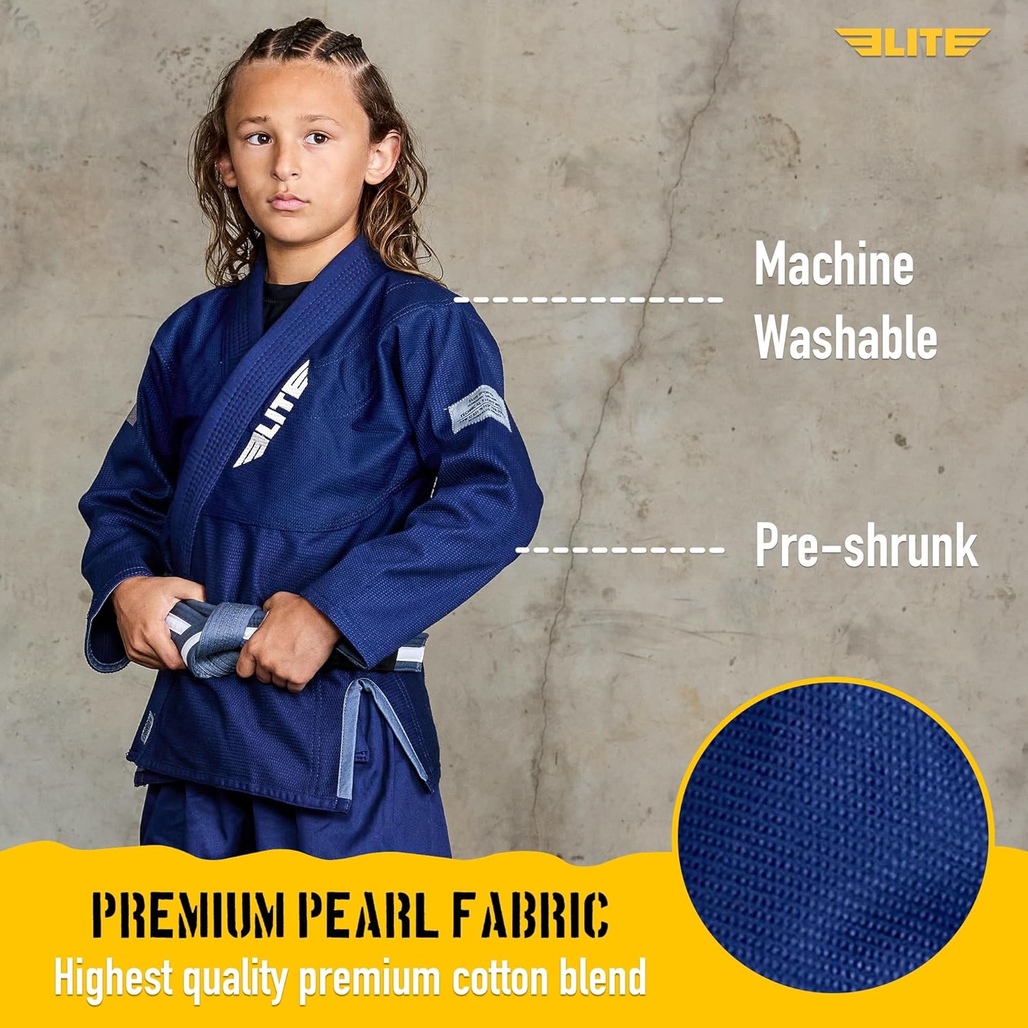 Elite Sports IBJJF Ultra Light BJJ Brazilian Jiu Jitsu Gi for Kids with Preshrunk Fabric and Free Belt