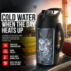 Insulated Water Bottle with Handle & Fence Hook, Half Gallon Sports Water Jug, Leak-Resistant & BPA-Free for Baseball, Football & Gym