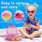 VGOFUN Diving Gems Pool Toys,10 Pcs Colorful Diamond with Treasure Chest Pirate Box Kids Swim Toys Acrylic Underwater Gemstone for Boys Girls Bath Toys Swimming Training Gift Water Pool Games
