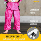 Elite Sports IBJJF Ultra Light BJJ Brazilian Jiu Jitsu Gi for Kids with Preshrunk Fabric and Free Belt