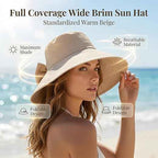 Women's Bowknot Wide Brim Sun Hat – Foldable, 360° Protection UV Protection Breathable Summer Travel Beach Hat