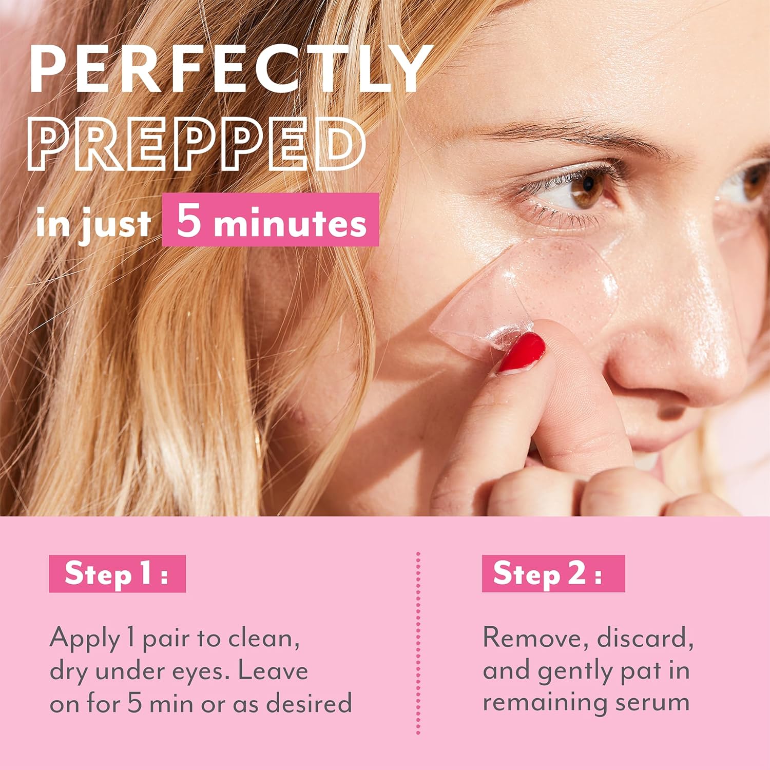 Serve Chilled Rosé Hydrating Under Eye Patches – Hyaluronic Acid & Antioxidant-Infused Eye Masks to Reduce Dark Circles, Puffiness & Fine Lines - Ideal Skincare Essentials (5 Pairs)