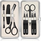 TsMADDTs Tweezers for Women Facial Hair, 8 in 1 Eyebrow Kit with Tweezers, Eyebrow Trimmer Scissors, Razor, Brush with Travel Bag, Hair Plucking Daily Beauty Tools